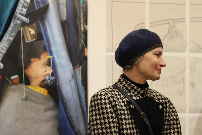 A visitor at the exhibition